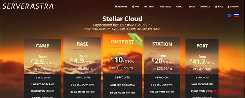 #优惠#€1.83/月 1G内存 10G SSD 2T流量 1Gbps KVM 匈牙利 serverastra